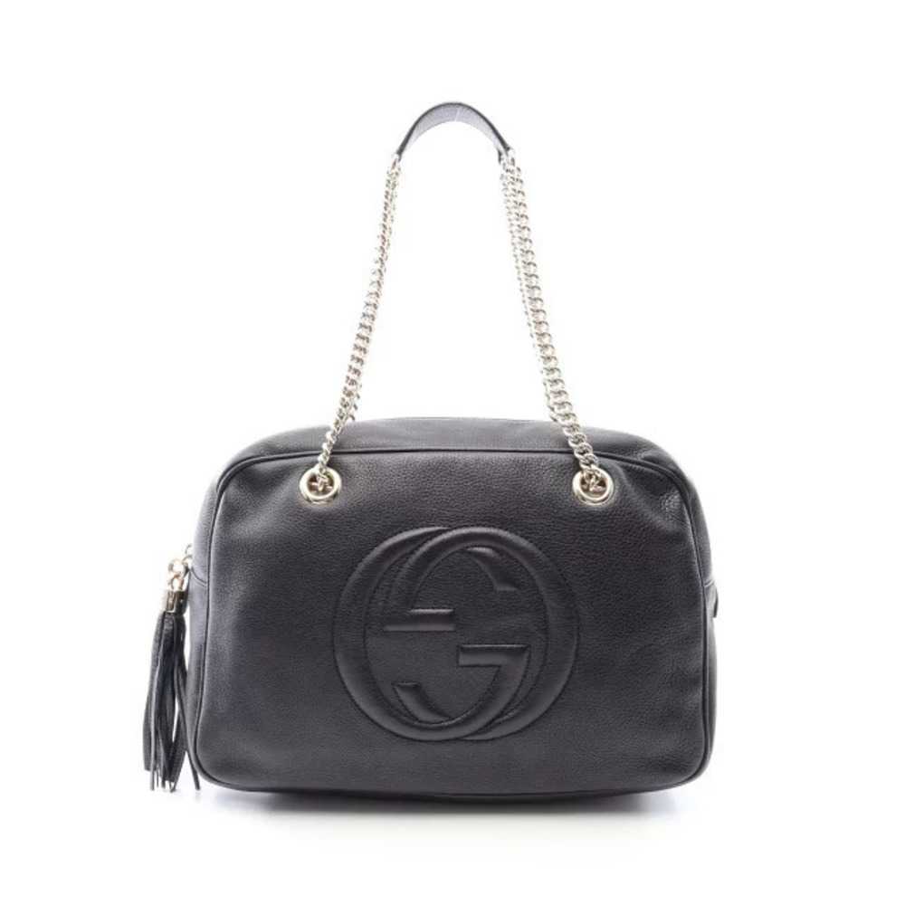 Gucci Soho Interlocking G Shoulder Bag Leather Black